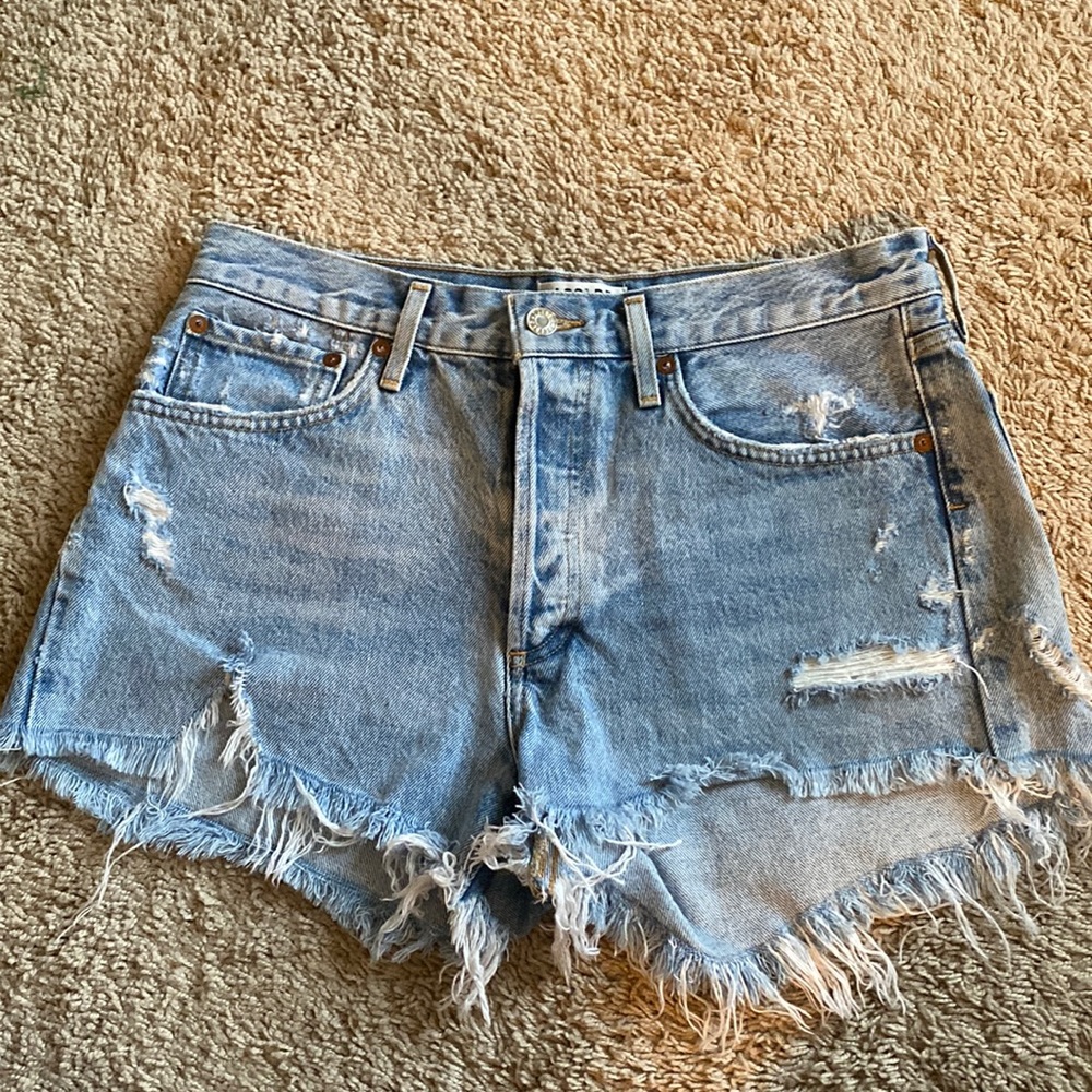 AGOLDE distressed denim shorts
